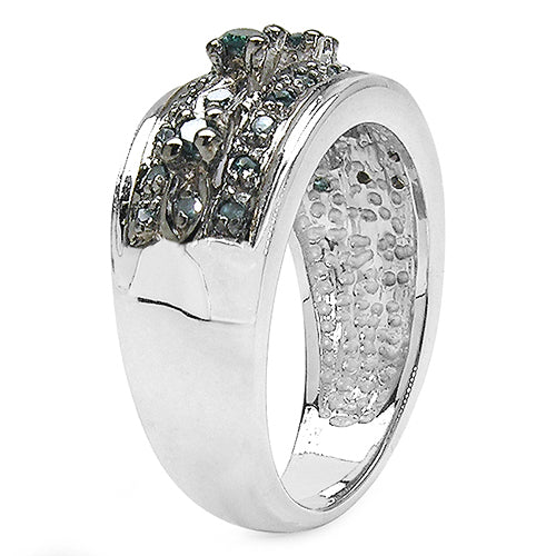 Bids.com 0.27 Carat Genuine Blue Diamond .925 Sterling Silver Ring Rings