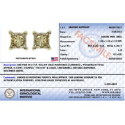 Bids.com IGI Certified 3/8 Cttw Princess-Cut Square Diamond 4-Prong Solitaire Stud Earrings in 14K Yellow Gold (L-M Color, I1-I2 Clarity) Earrings