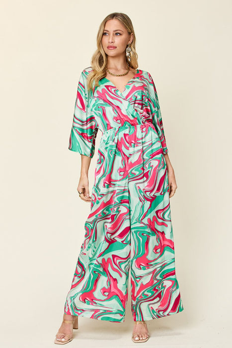 Double Take Half Sleeve Wide Leg Jumpsuit