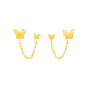 Bids.com 14k Yellow Gold Two Hole Post Earrings with Butterflies Earrings