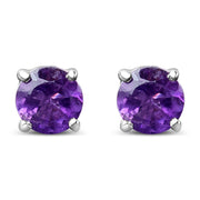 Bids.com .925 Sterling Silver 3.5 MM Created Round Red Garnet Solitaire Stud Earrings Earrings