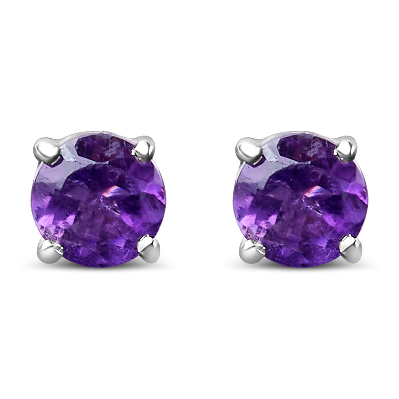 Bids.com .925 Sterling Silver 3.5 MM Created Round Red Garnet Solitaire Stud Earrings Earrings