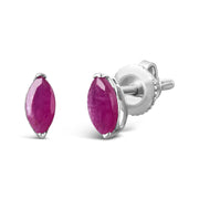 Bids.com .925 Sterling Silver 1/2 Cttw Created Pink Ruby Gemstone Solitaire Stud Earrings Earrings