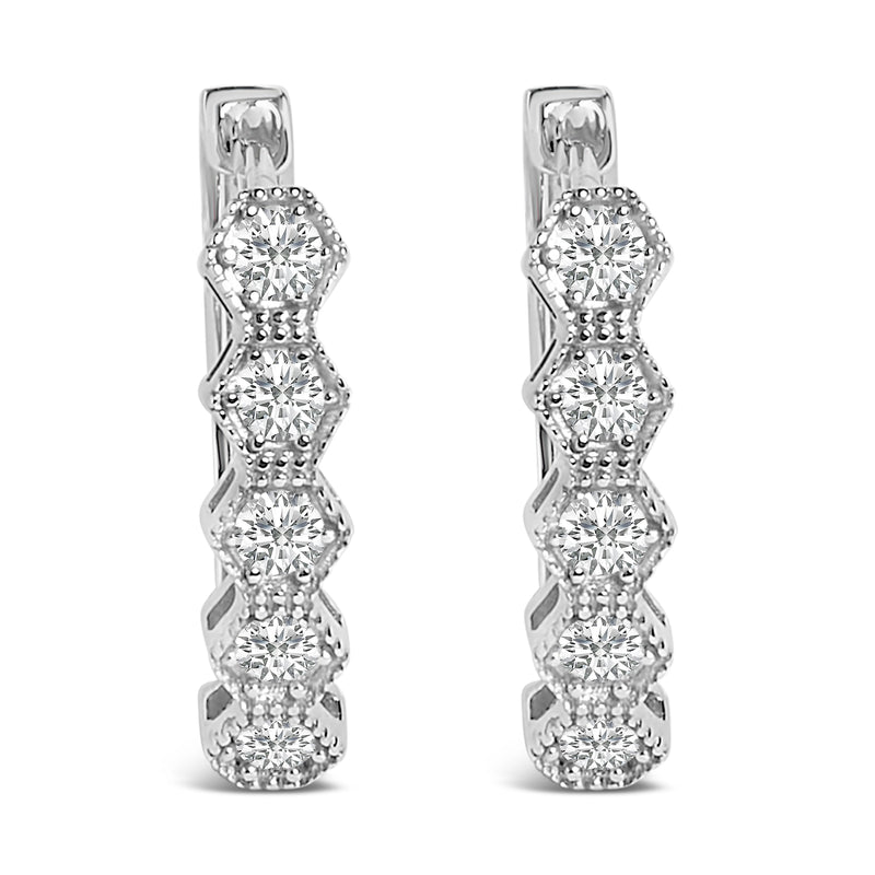 Bids.com 14K Gold 1/2 Cttw Diamond Earring Zig-Zagging Geometric Hoop Earrings (G-H Color, SI1-SI2) Earrings