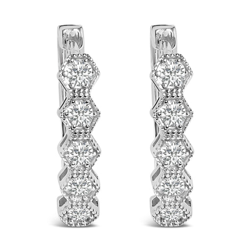 Bids.com 14K Gold 1/2 Cttw Diamond Earring Zig-Zagging Geometric Hoop Earrings (G-H Color, SI1-SI2) Earrings