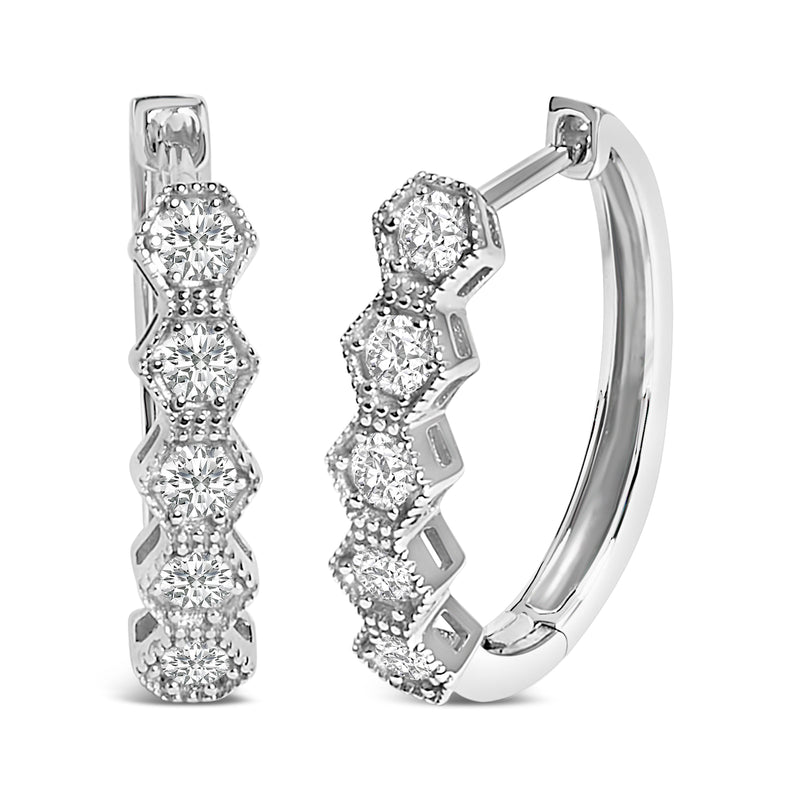 Bids.com 14K Gold 1/2 Cttw Diamond Earring Zig-Zagging Geometric Hoop Earrings (G-H Color, SI1-SI2) Earrings
