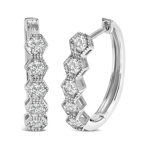 Bids.com 14K Gold 1/2 Cttw Diamond Earring Zig-Zagging Geometric Hoop Earrings (G-H Color, SI1-SI2) Earrings