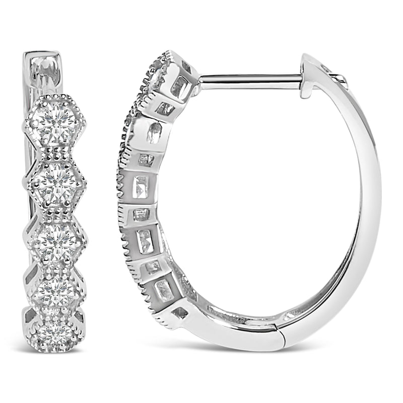 Bids.com 14K Gold 1/2 Cttw Diamond Earring Zig-Zagging Geometric Hoop Earrings (G-H Color, SI1-SI2) Earrings