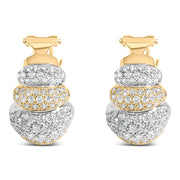 Bids.com 18K Two-Toned Gold 5.00 Cttw Diamond Three-tier Domed Button Omega Back Earrings (G-H Color, VS2-SI1 Clarity) Earrings