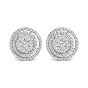 Bids.com 14K Gold 1 3/8 Cttw Diamond Cluster and Double Halo Stud Earring (G-H Color, SI1-SI2 Clarity) Earrings