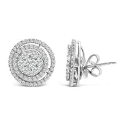 Bids.com 14K Gold 1 3/8 Cttw Diamond Cluster and Double Halo Stud Earring (G-H Color, SI1-SI2 Clarity) Earrings
