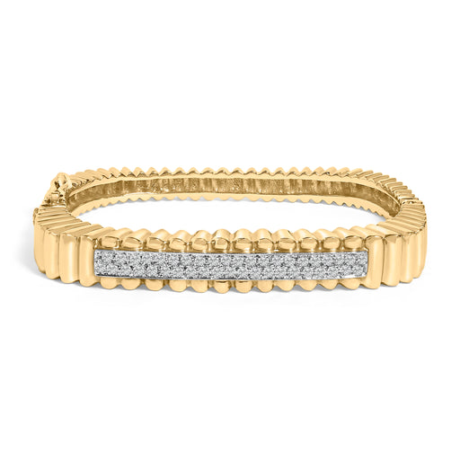 Bids.com 14K Yellow Gold 1 1/4 Cttw Diamond Ribbed Rounded Rectangle Bangle Bracelet (G-H Color, VS2-SI1 Clarity) - 7.75" Inches Bracelets