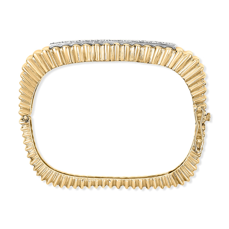 Bids.com 14K Yellow Gold 1 1/4 Cttw Diamond Ribbed Rounded Rectangle Bangle Bracelet (G-H Color, VS2-SI1 Clarity) - 7.75" Inches Bracelets