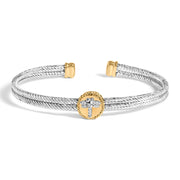Bids.com 18K Yellow Gold Plated .925 Sterling Silver Diamond Accent Dragonfly Medallion Bangle Bracelet (I-J Color, SI1-SI2 Clarity) - 7.75 Inches Bracelets