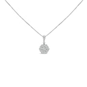 Bids.com 14K White Gold 1 1/5 Cttw Diamond Composite Cluster Pendant Necklace (F-G Color, VS2-SI1 Clarity) - 18" Inches Necklaces