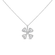Bids.com 14K White Gold 5/8 Cttw Diamond 4 Leaf Floral Pendant Necklace (H-I Color, I1-I2 Clarity) - 18" Inches Necklaces