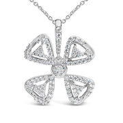 Bids.com 14K White Gold 5/8 Cttw Diamond 4 Leaf Floral Pendant Necklace (H-I Color, I1-I2 Clarity) - 18" Inches Necklaces