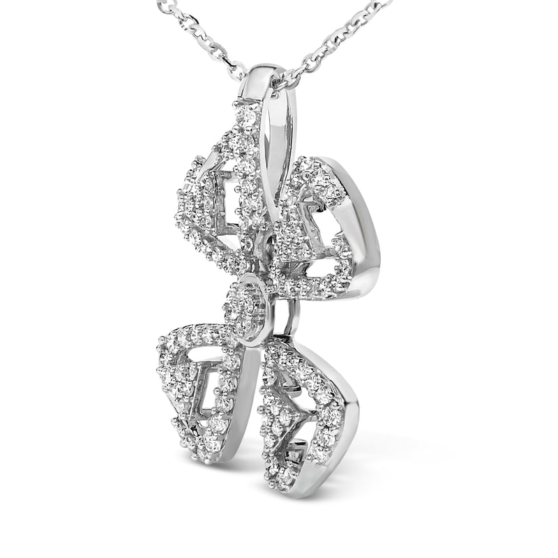 Bids.com 14K White Gold 5/8 Cttw Diamond 4 Leaf Floral Pendant Necklace (H-I Color, I1-I2 Clarity) - 18" Inches Necklaces