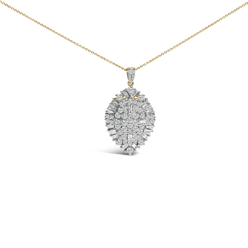 Bids.com 14K White and Yellow Gold 2.00 Cttw Diamond Cluster Pear Shaped Pendant Necklace (G-H Color, SI2-I1 Clarity) -20" Inches Necklaces
