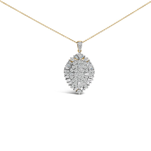 Bids.com 14K White and Yellow Gold 2.00 Cttw Diamond Cluster Pear Shaped Pendant Necklace (G-H Color, SI2-I1 Clarity) -20" Inches Necklaces