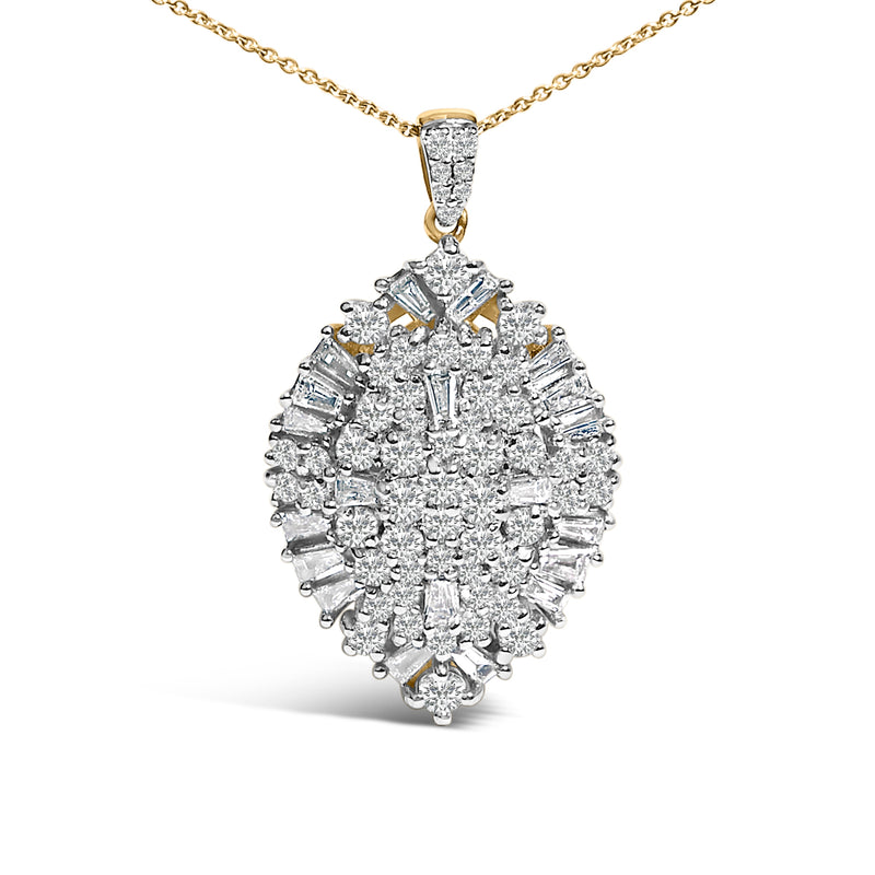Bids.com 14K White and Yellow Gold 2.00 Cttw Diamond Cluster Pear Shaped Pendant Necklace (G-H Color, SI2-I1 Clarity) -20" Inches Necklaces