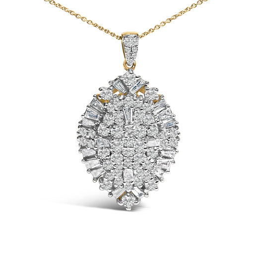 Bids.com 14K White and Yellow Gold 2.00 Cttw Diamond Cluster Pear Shaped Pendant Necklace (G-H Color, SI2-I1 Clarity) -20" Inches Necklaces