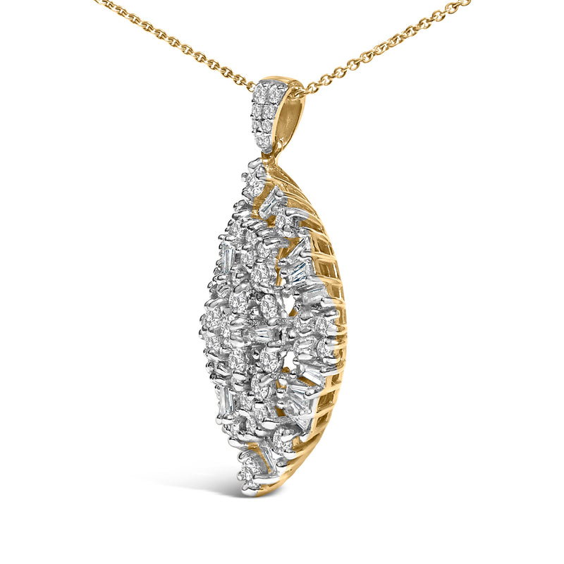 Bids.com 14K White and Yellow Gold 2.00 Cttw Diamond Cluster Pear Shaped Pendant Necklace (G-H Color, SI2-I1 Clarity) -20" Inches Necklaces
