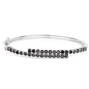 Bids.com 4.00 Carat Genuine Black Diamond .925 Sterling Silver Bangle Bracelets