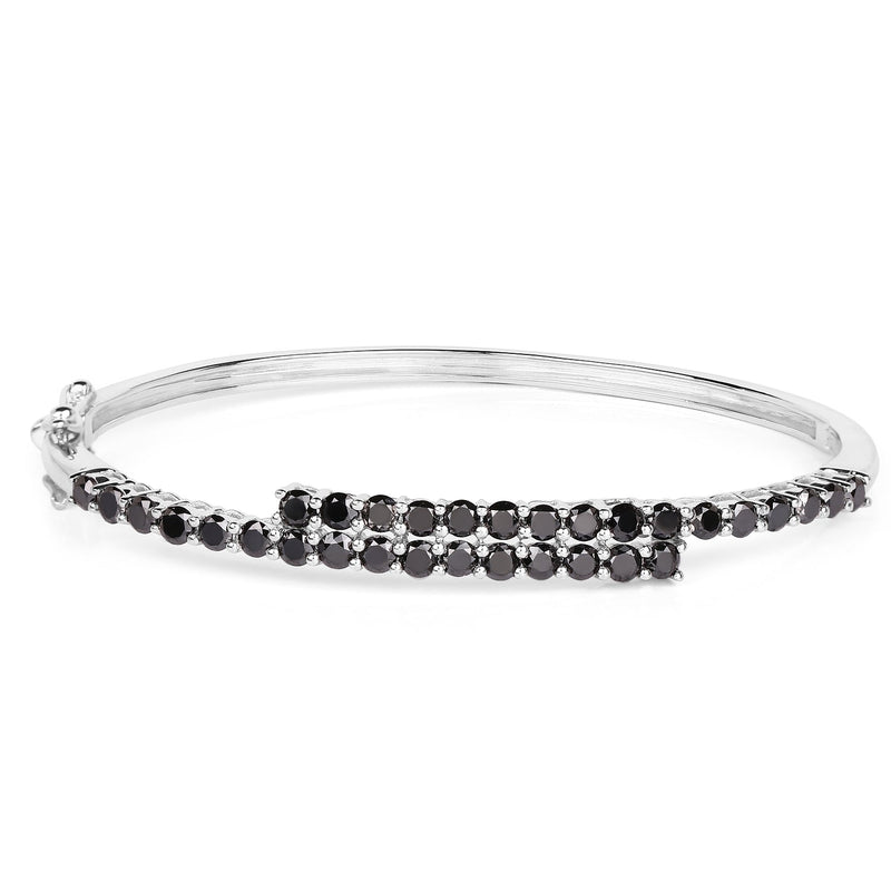 Bids.com 4.00 Carat Genuine Black Diamond .925 Sterling Silver Bangle Bracelets