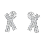 Bids.com 14K White Gold 2.0 Cttw Round-Brilliant Cut Diamond Domed X Shaped Omega Back Stud Earrings (H-I Color, I1-I2 Clarity) Earrings