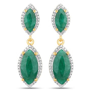 Bids.com 4.21 Carat Dyed Emerald and White Diamond .925 Sterling Silver Earrings Earrings