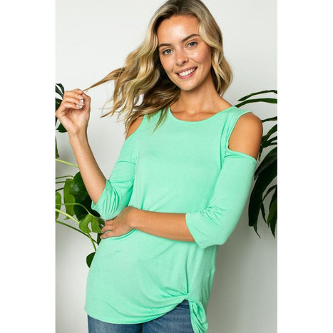 Plus Solid Cold Shoulder Top