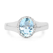 Bids.com 2.63 Carat Genuine  Blue Topaz and White Topaz .925 Sterling Silver Ring Rings
