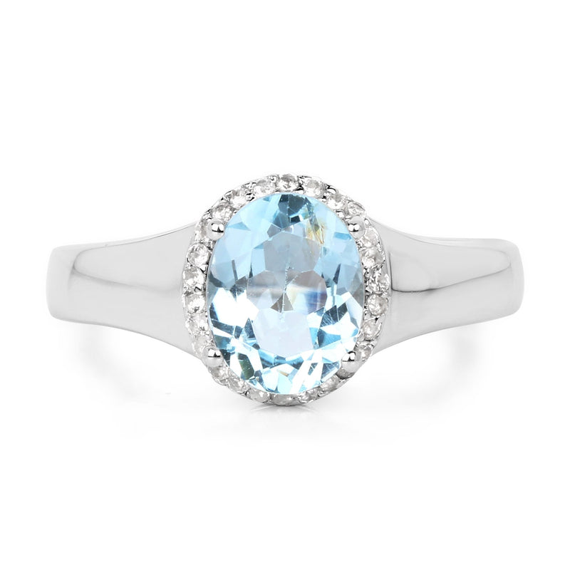 Bids.com 2.63 Carat Genuine  Blue Topaz and White Topaz .925 Sterling Silver Ring Rings
