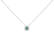 Bids.com 14K White Gold 3.8 MM Green Emerald and 1/3 Cttw Diamond Composite Halo 18" Pendant Necklace (F-G Color, VS2-SI1 Clarity) Necklaces
