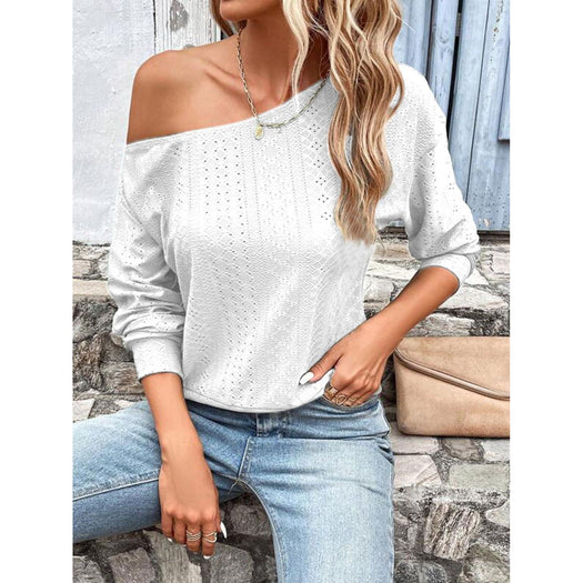 Eyelet Dropped Shoulder Blouse