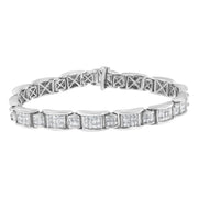 Bids.com 14K White Gold 5.0 Cttw Princess-Cut Diamond Rectangular Alternating Station 7" Tennis Bracelet (G-H Color, SI1-SI2 Clarity) Bracelets