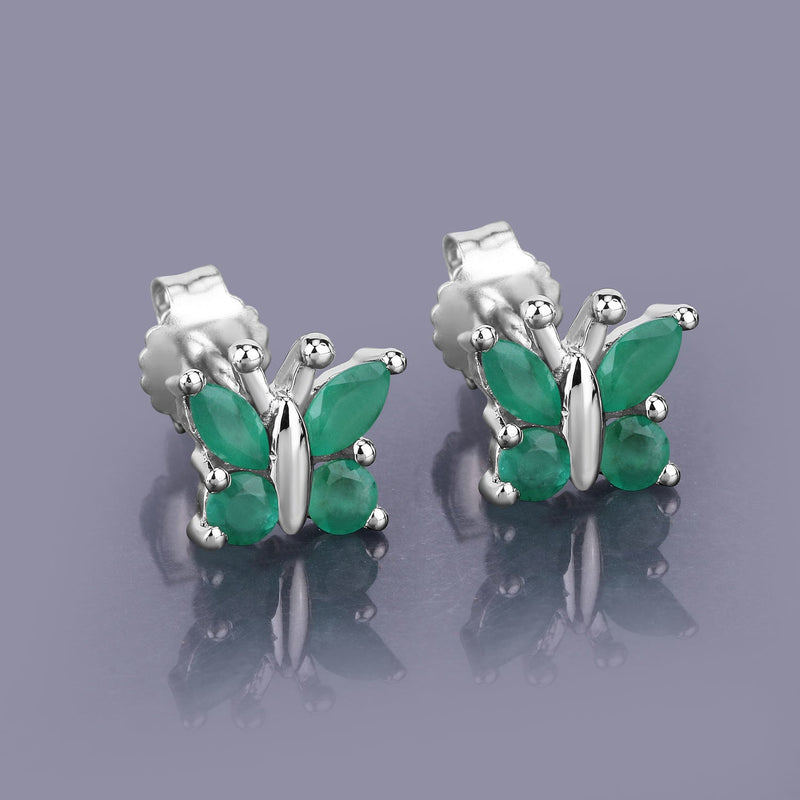 Bids.com 0.88 Carat Genuine Emerald .925 Sterling Silver Earrings Earrings