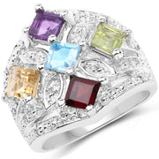 Bids.com 1.67 Carat Genuine Multi Stone .925 Sterling Silver Ring Rings