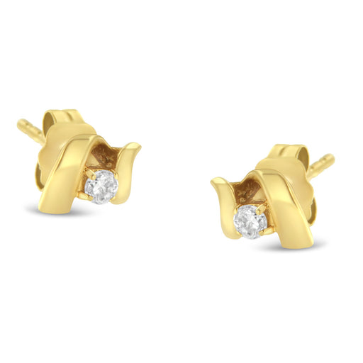 Bids.com 10K White Gold 1/10 Cttw Round Brilliant-Cut Diamond Espira Swirls Solitaire Push Back Stud Earrings (I-J Color, I1-I2 Clarity) Earrings