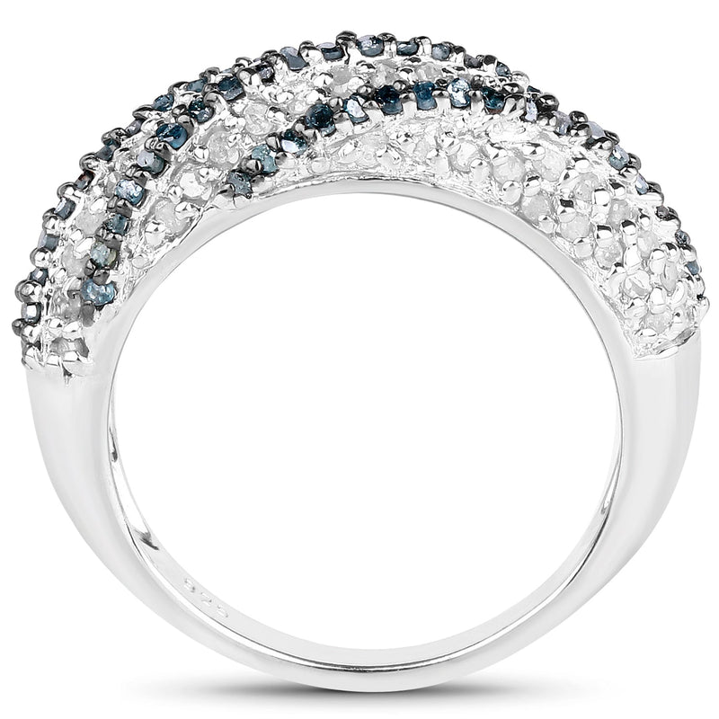 Bids.com 1.25 Carat Genuine Blue Diamond & White Diamond .925 Sterling Silver Ring Rings