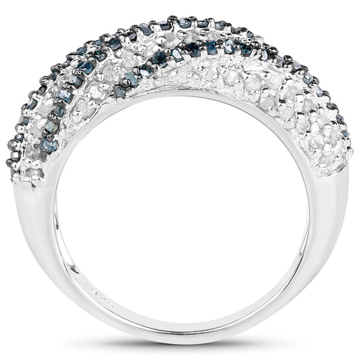 Bids.com 1.25 Carat Genuine Blue Diamond & White Diamond .925 Sterling Silver Ring Rings