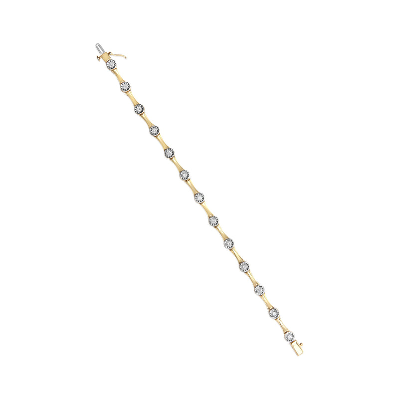 Bids.com 10K Yellow Gold Plated .925 Sterling Silver 1.0 Cttw Miracle Set Diamond Bezel Style Station Link Bracelet (H-I Color, I3 Clarity) - Size 7" Bracelets