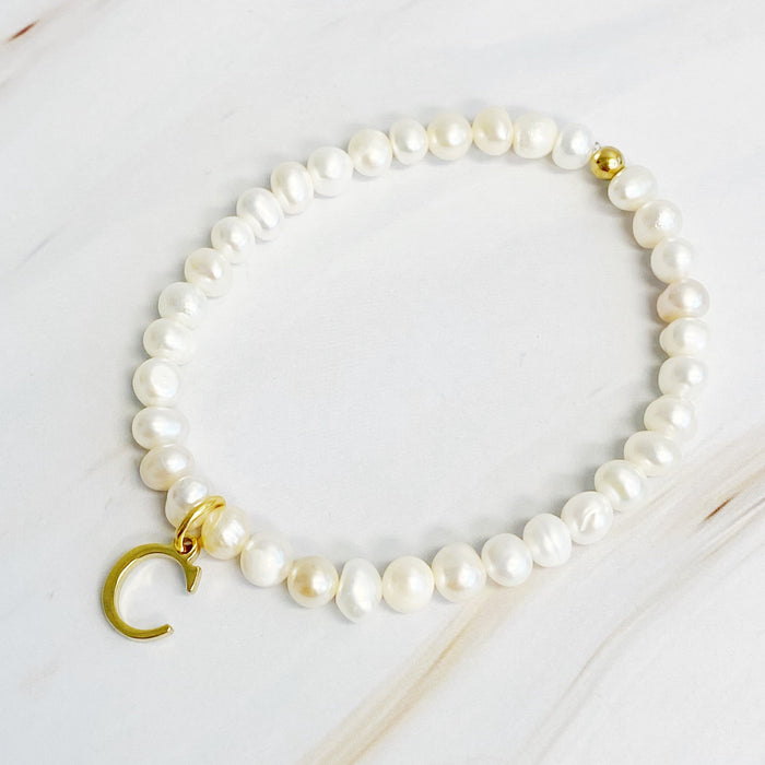 Freshwater Pearl Initial Charm Bracelet