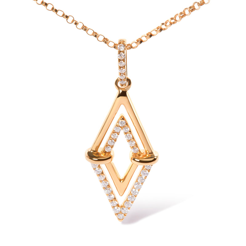Bids.com 14K Yellow Gold 1/4 Cttw Diamond Double Triangle Geometric 18" Pendant Necklace (G-H Color, SI1-SI2 Clarity) Necklaces