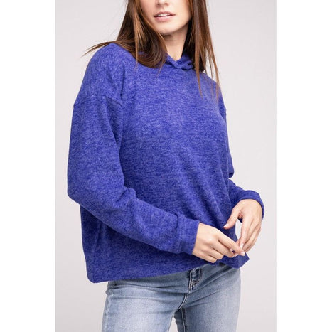 Hooded Brushed Melange Hacci Sweater