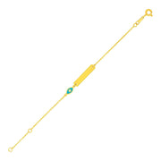 Bids.com 14k Yellow Gold 5 1/2 inch Childrens ID Bracelet with Enameled Eye Bracelets