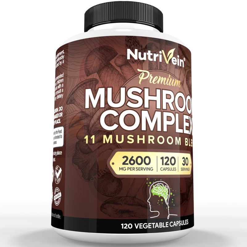 Nutrivein Nutrivein Premium Mushroom Supplement 2600 mg- Bottle 120 Capsules TV-N19P-4QLS