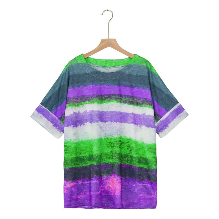 Color Block Round Neck Half Sleeve T-Shirt