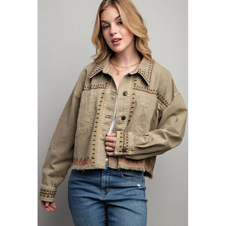 EMBROIDERED WASH COTTON JACKET